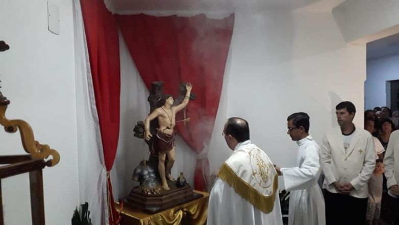 Imagem de S&atilde;o Sebasti&atilde;o foi entronizada no Hospital de Cruz&iacute;lia